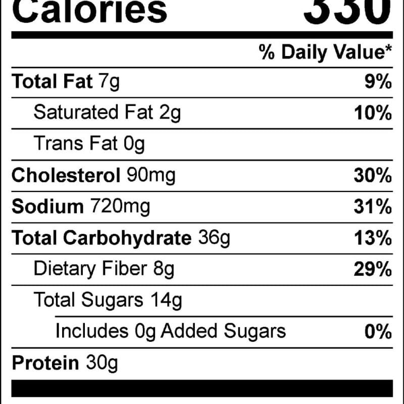 nutrition label for venison borscht recipe